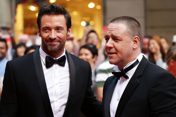 SYDNEY, AUSTRALIA - DECEMBER 21:  Hugh Jackman and Russell Crowe walk the red carpet during the Australian premiere of 'Les Miserables' at the State Theatre on December 21, 2012 in Sydney, Australia.  (Photo by Brendon Thorne/Getty Images)