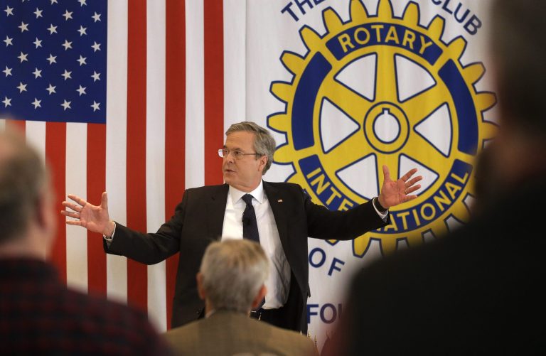 Republican presidential candidate, former Florida Gov. Jeb Bush said that he won't hold President Obama responsible for the nation's problems if he's elected to succeed him in the White House. (AP Photo/Steven Senne)