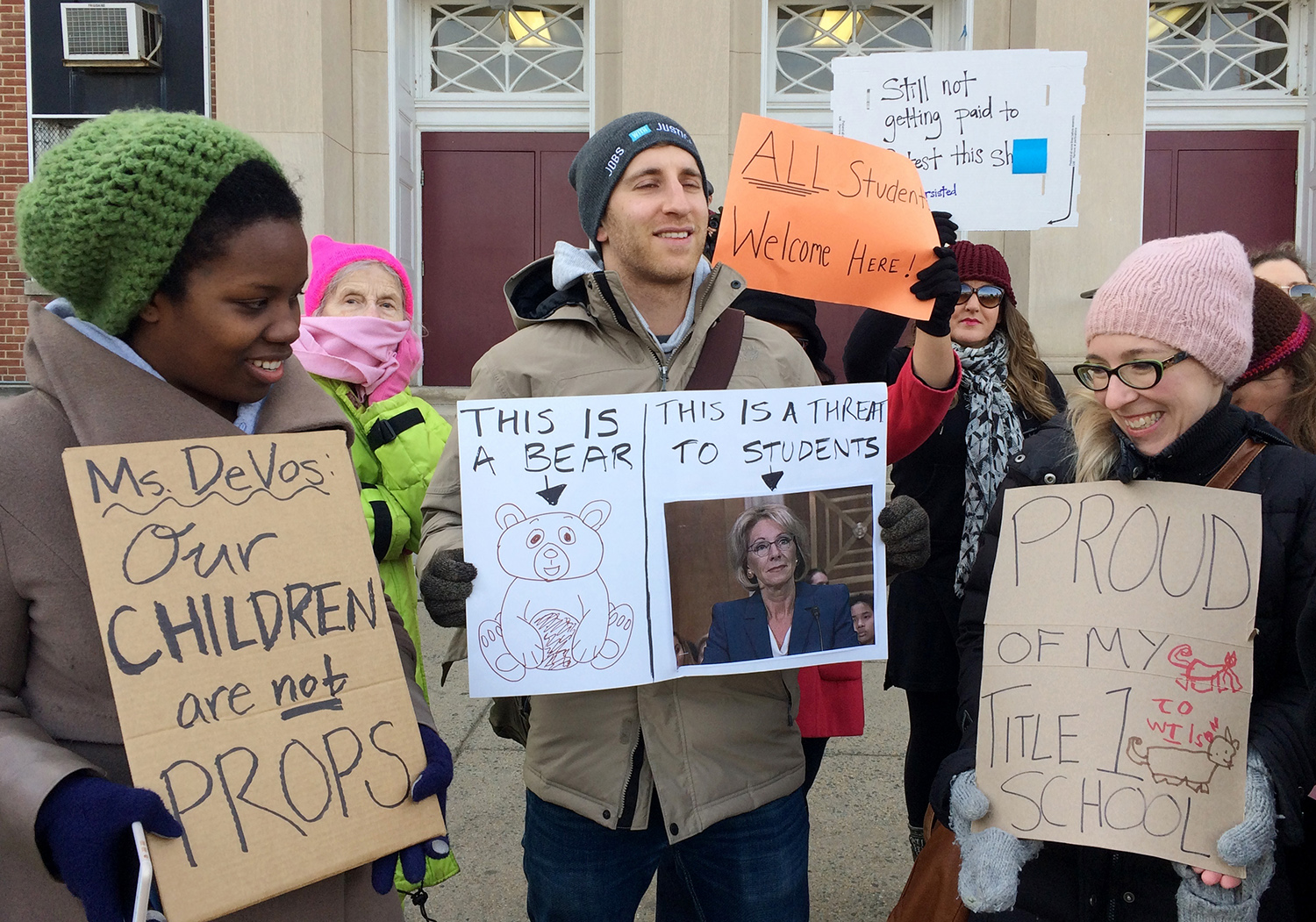 Protesters try to block Education Secretary Betsy DeVos from visiting DC schools