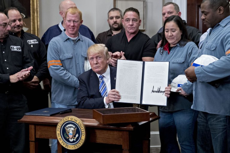 President Trump's steel and aluminum duties are likely the first in a volley, according to Robert Zoellick, an adviser to three previous Republican presidents. (Andrew Harrer/Bloomberg)