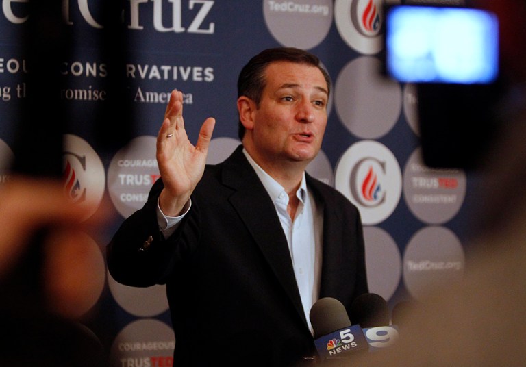 Cruz campaign rolls out DuckingDonald.com. (AP Photo/Kiichiro Sato)