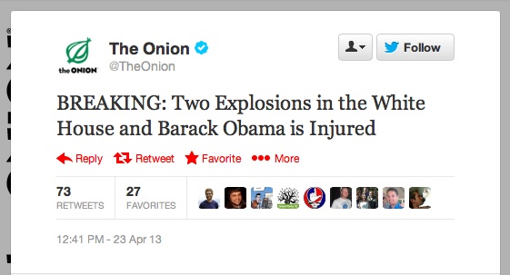 Onion Tweets: Obama Injured in White House Explosion