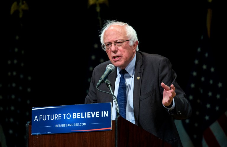 Putting Sen. Bernie Sanders' name in the nomination at the Democratic convention was the insurgent camp's order of business Monday morning. (AP Photo/Craig Ruttle)