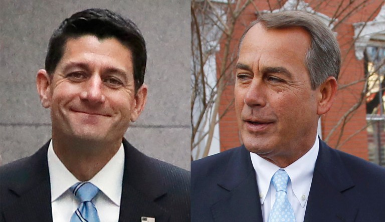 House Speaker Paul Ryan is teaming up with his predecessor former Rep. John Boehner to host a fundraiser at an NFL game in Green Bay, Wis., in September. (AP Photo/Alex Brandon, File)