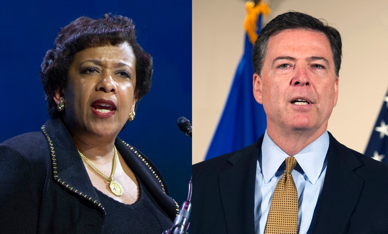 Attorney General Loretta Lynch and FBI Director James Comey will decide for themselves whether they will trudge up to Capitol Hill in response to Republican requests to testify about the Hillary Clinton email investigation, White House spokesman said. (AP Photo/Cliff Owen, File)