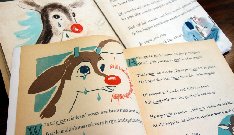 And just as the other reindeer promised, Rudolph the Red-Nosed Reindeer did indeed go down in history. (AP Photo/Toby Talbot)