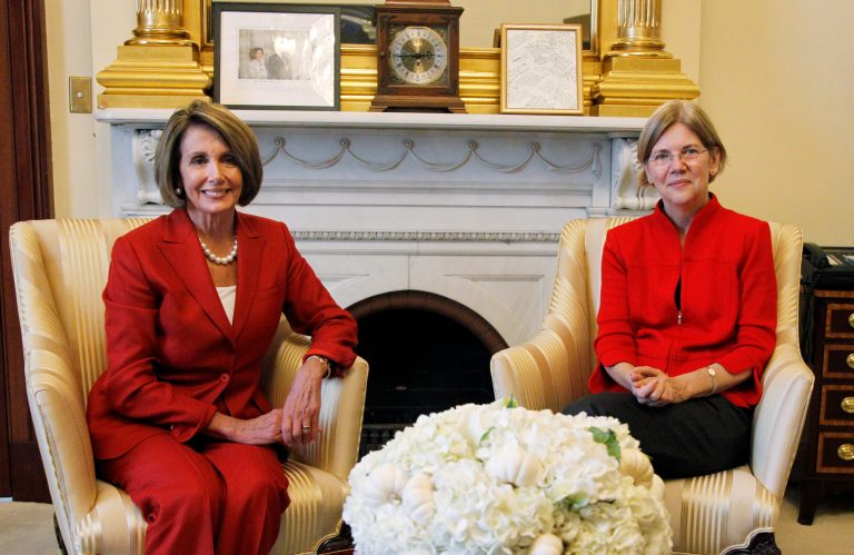 Elizabeth Warren doesn't necessarily speak for the Democratic Party on issues relating to Wall Street, House Minority Leader Nancy Pelosi said in an interview published Wednesday. (AP Photo)