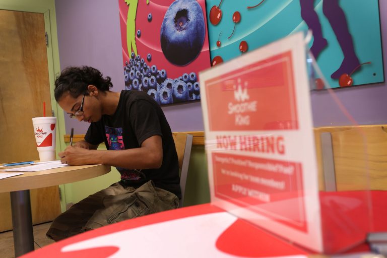 Job openings and hires were flat in March, the Bureau of Labor Statistics reported Tuesday.Â (Joe Raedle/Getty Images)