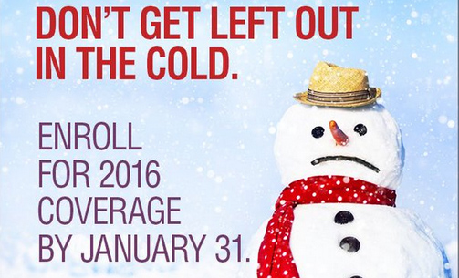 Why go sledding when you can enroll for health insurance. (Screen shot, courtesy of Sylvia Burwell's Twitter account)