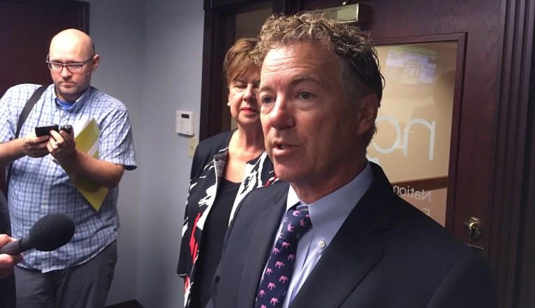 After being attacked by a neighbor on Saturday, Sen. Rand Paul tweeted on Wednesday that six of his ribs are broken, and he had some fluid build-up around his lungs. (AP Photo/Adam Beam)