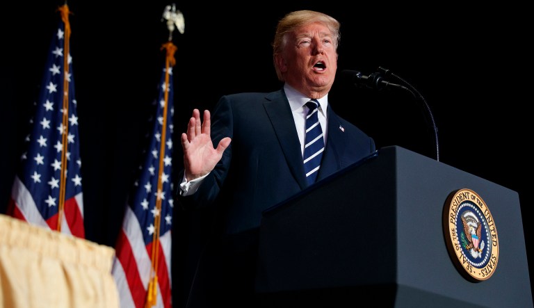 President Donald Trump speaks during the National Prayer Breakfast, Thursday, Feb. 8, 2018, in Washington. (AP Photo/Evan Vucci)