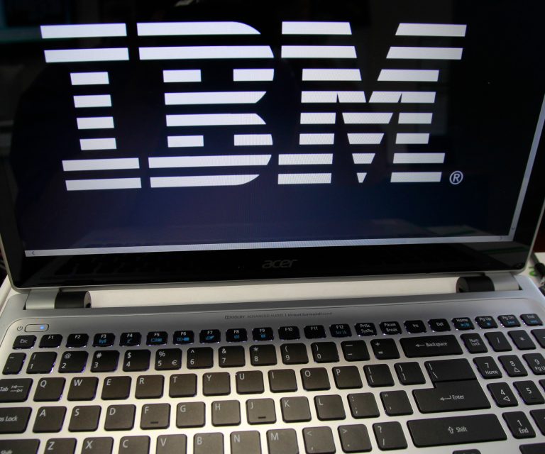 FILE - This Tuesday, July 16, 2013, file photo, shows an IBM logo in Berlin, Vt. IBM reports quarterly financial results after the market close on Wednesday, April 16, 2014. (AP Photo/Toby Talbot, File)