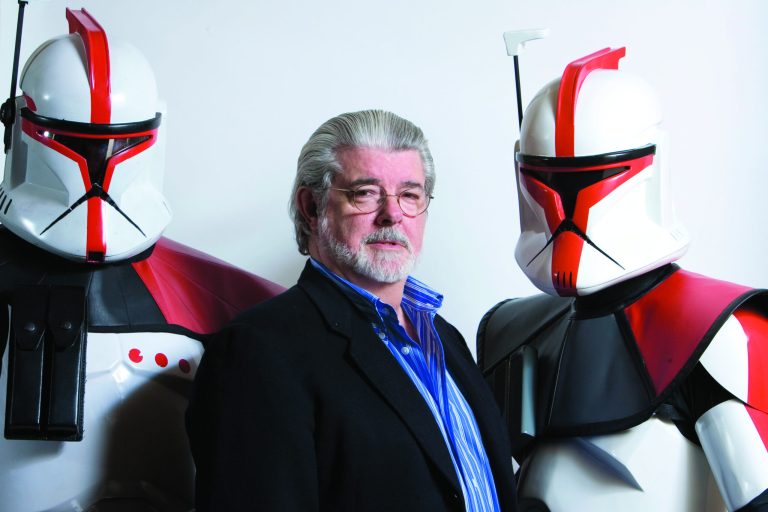 FILE - In this March 13, 2008 file photo, director/producer George Lucas poses for portrait in Las Vegas. Lucas wrote and produced the upcoming movie 