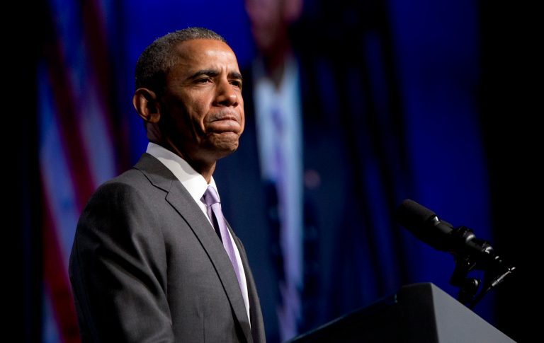 President Barack Obama pauses while speaking at the Catholic Hospital Association Conference about healthcare reform, Tuesday, June 9, 2015, at the Washington Marriott Wardman Park in Washington. (AP Photo/Carolyn Kaster)