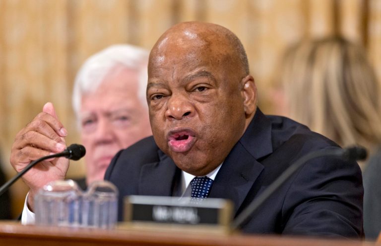 FILE - In this Oct. 29, 2013 file photo, House Ways and Means Committee member Rep. John Lewis, D-Ga. speaks during a hearing on Capitol Hill in Washington. The annual practice of letting tax breaks expire is a symptom a divided, dysfunctional Congress that struggles to pass routine legislation, said Lewis, a senior Democrat on the tax-writing House Ways and Means Committee. âItâs not fair, itâs very hard, itâs very difficult for a business person, a company, to plan, not just for the short term but to do long-term planning,â Lewis said. âItâs shameful.â (AP Photo/J. Scott Applewhite, File)