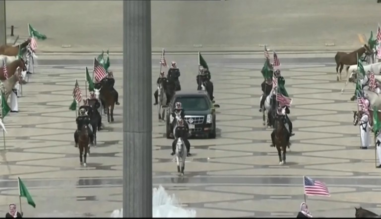 As the president entered the Royal Court, where Trump was slatted to have a bilateral meeting with King Salman, Trump informed the king that the spectacle was —œvery impressive,