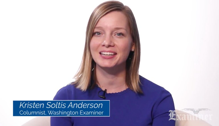 Kristen Soltis Anderson talks to Reed Galen of Jedburghs, LLC and the Serve America Movement, whose public outreach mission is to encourage an alternative to the two established parties. (Screenshot)