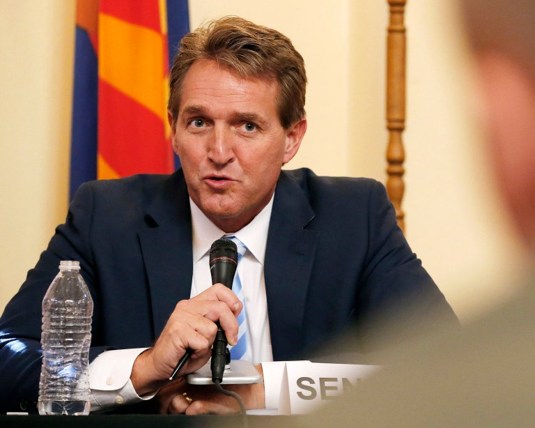 Sen. Jeff Flake, R-Ariz., on Friday reversed course and said he would now require a new FBI investigation into sexual assault allegations before he can support Supreme Court nominee Brett Kavanaugh. (AP Photo/Ross D. Franklin, File)