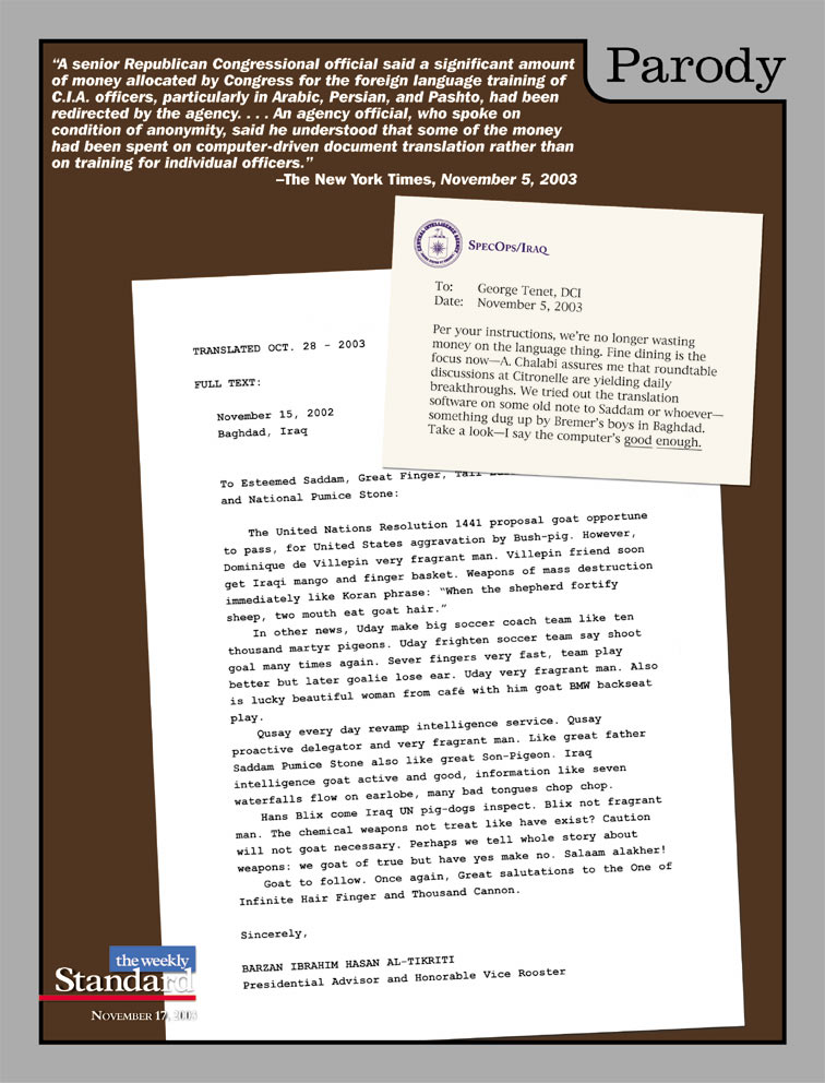 The CIA translates Arabic.