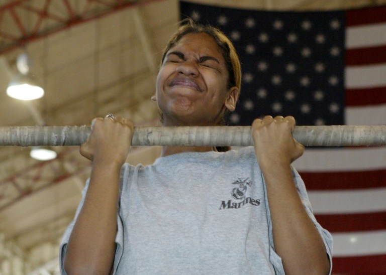 Standards for the Marine Corps' demanding enlisted infantry course are not lowered for women. (AP File)