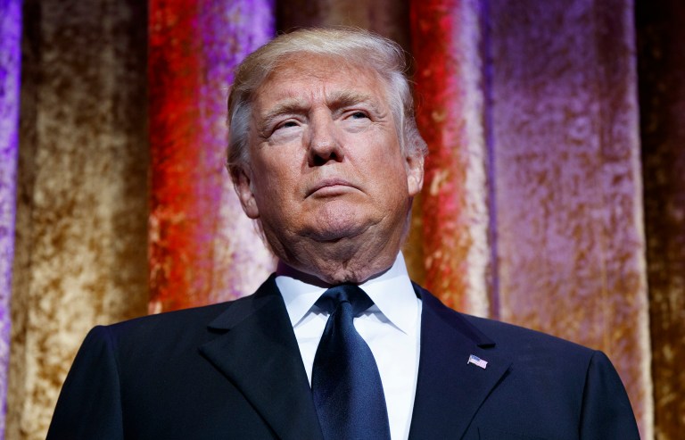 President Trump escalated his ongoing feud with the media on Saturday by announcing he won't be going to the White House Correspondents Association Dinner in April. (AP Photo/Evan Vucci)