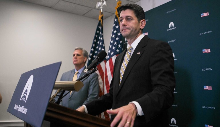 "I think he was put into an impossible position. I think when [then-Attorney General Loretta] Lynch went on that plane ... I think that put him in an impossible position," Paul Ryan said of James Comey. (Graeme Jennings/Examiner)