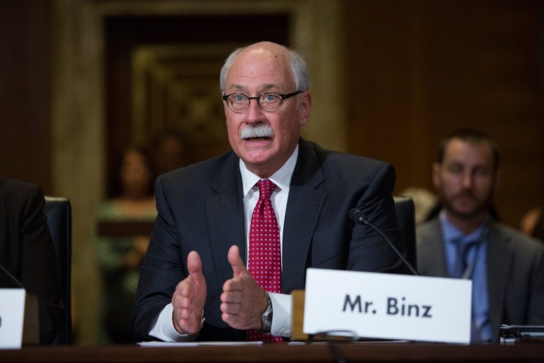 Ronald Binz, former chairman of the Colorado Public Utilities Commission and nominee to the Federal Regulatory Commission, speaks at an Energy and Natural Resources Committee meeting on Capitol Hill Tuesday. (Graeme Jennings/Washington Examiner)