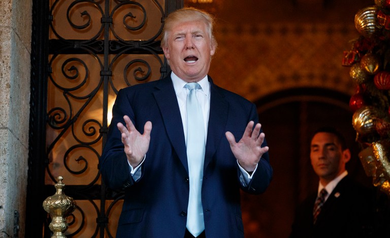 President-elect Trump said his opponents are out to get him by focusing on Russia's hacking of top Democrats' emails prior to his election victory in November. (AP Photo/Evan Vucci)