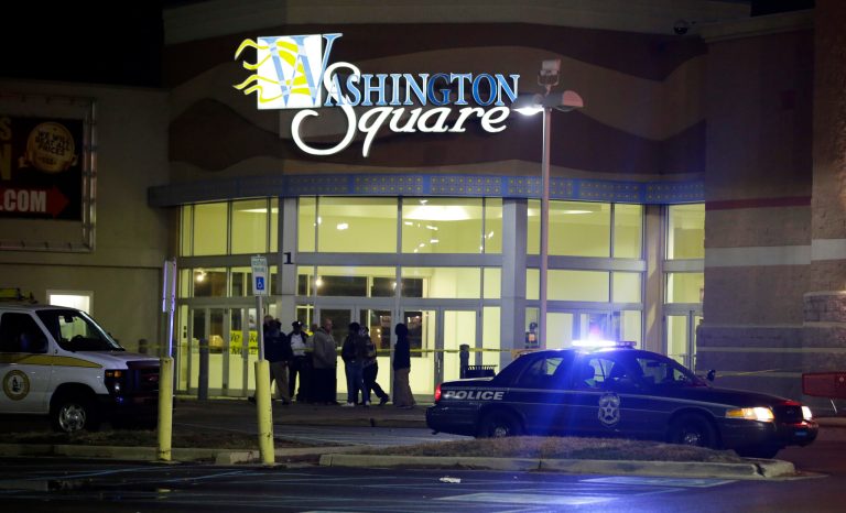 Police say one of the three people shot at Washington Square Mall in Indianapolis was in an argument with the suspect in the shooting; the other two were innovent bystanders. (AP Photo/Darron Cummings)