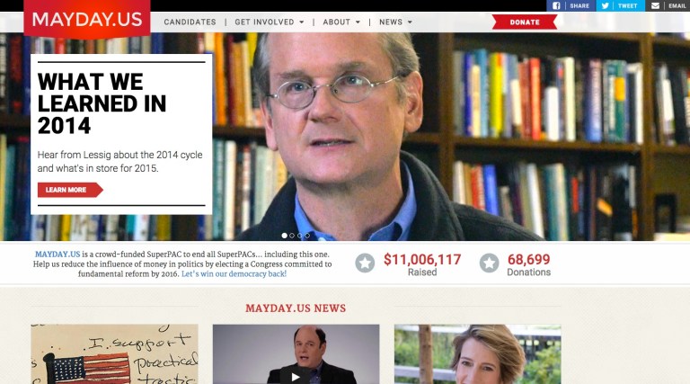 Mayday PAC was created by Larry Lessig as a super PAC to end all super PACs, advocating for campaign finance reform to end a system where, he says, corporate donors send secret donations to politicians who do them favors.