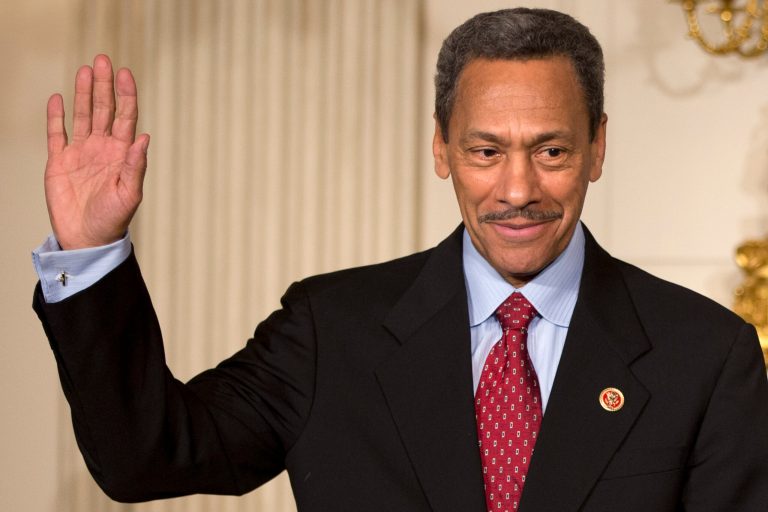 FILE - In this May 1, 2013, file photo, President Barack Obama's nominee for the Federal Housing Finance Authority director Rep. Mel Watt, D-N.C., waves during the announcement of his nomination in the State Dining Room of the White House in Washington. Democrats are struggling to halt a Republican blockade against Obama's pick of Watt and of Patricia Millett for the U.S. Court of Appeals for the District of Columbia. (AP Photo/Jacquelyn Martin, File)