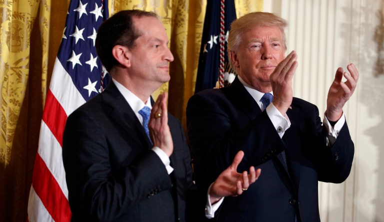 Labor groups say the effort, led by Labor Secretary Alexander Acosta, is crucial to a maintaining a sustained economic recovery. (AP Photo/Evan Vucci)
