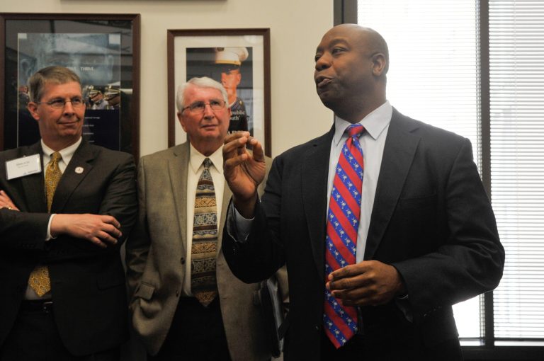 Sen. Tim Scott, R-S.C., on right, was one of the representatives named as a Champion of School Choice. (Getty)