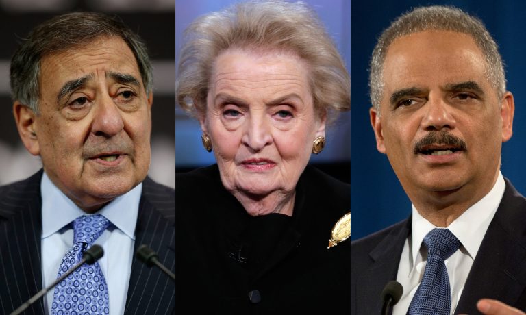 The alliance includes influential Democrats such as former CIA director Leon Panetta, former Secretary of State Madeleine Albright and former Attorney General Eric Holder. (AP Photos)