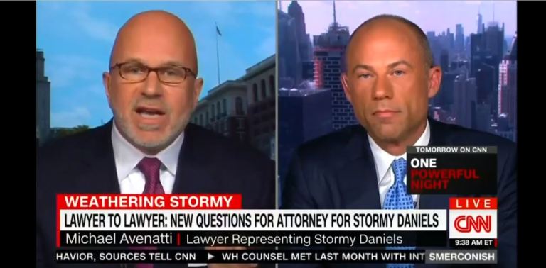 CNN's Michael Smerconish (pictured left) questioned Michael Avenatti on Saturday about the reported $1 million penalty Stormy Daniels would face if she violates her agreement. Avenatti argued no court in California would ever enforce the $1 million penalty.(Screenshot)