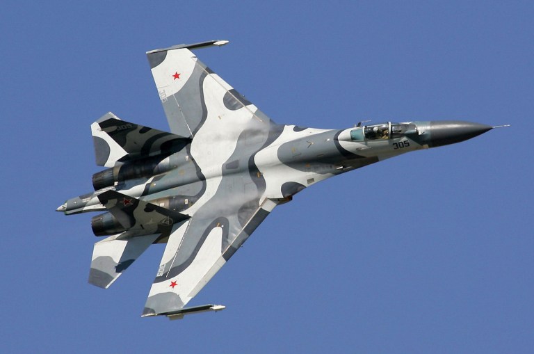 A Sukhoi Su-27SKM fighter aircraft fighter jet. (Photo by Dmitriy Pichugin, via Wikimedia Commons)