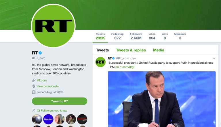 According to a report, RT had its credentials revoked after the outlet registered as a foreign agent, in compliance with a new Justice Department ruling on the organization. (Screenshot)