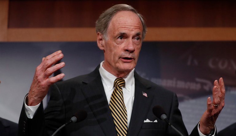 Sen. Tom Carper, D-Del., argued Wednesday that the Senate should delay voting on an Iran sanctions bill as a goodwill gesture following a pair of terrorist attacks on the rogue regime launched by the Islamic State. (AP Photo/Carolyn Kaster)
