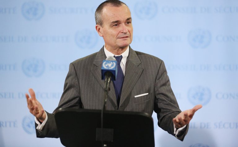 French ambassador to the United Nations Gerard Araud speaks to the media after Security Council consultations on Syria at U.N. headquarters on August 2, 2012 in New York City. Kofi Annan resigned as the U.N. and Arab League joint special envoy to Syria citing the failure of Security Council powers to agree on measures to stop the violence in Syria. (Photo by Mario Tama/Getty Images)