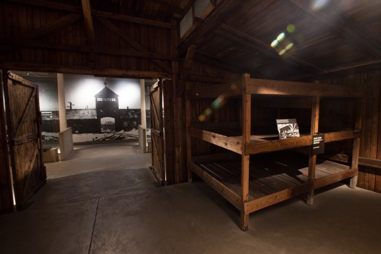   This undated handout photo provided by the United States Holocaust Memorial Museum, taken June 6, 2013, shows wooden barracks that housed prisoners at the Auschwitz-Birkenau camp, at the museum in Washington. The museum is returning one of its most powerful artifacts to Poland: a wooden barracks that once housed prisoners at the Auschwitz-Birkenau camp. The Washington Post reports the World War II-era barracks are being returned after the end of a long-term loan from the Auschwitz-Birkenau State Museum. The barracks, a centerpiece of the museum, have been at the museum since its opening in 1993. (AP Photo/United States Holocaust Memorial Museum)  