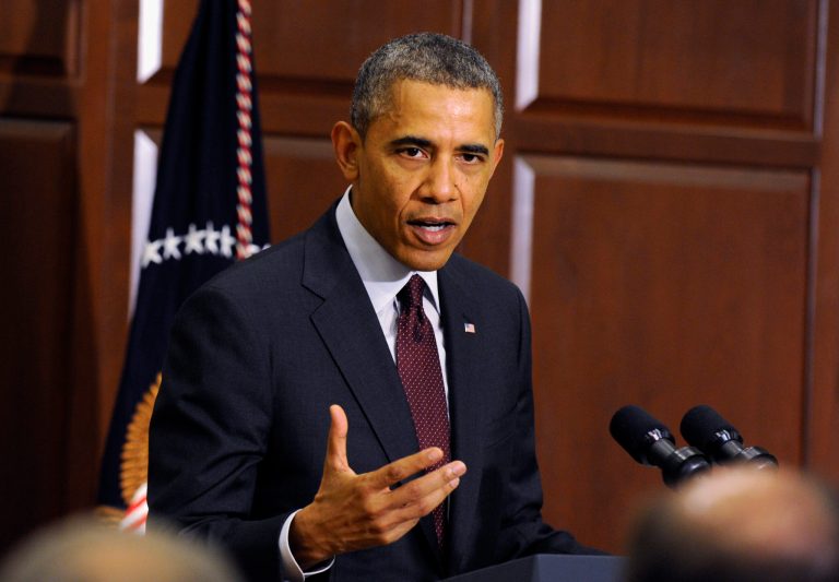 President Obama speaks during a meeting of law enforcement leaders from across the country to discuss immigration reform, Tuesday, May 13, 2014, in the Eisenhower Executive Office Building on the White House complex in Washington. (AP Photo)