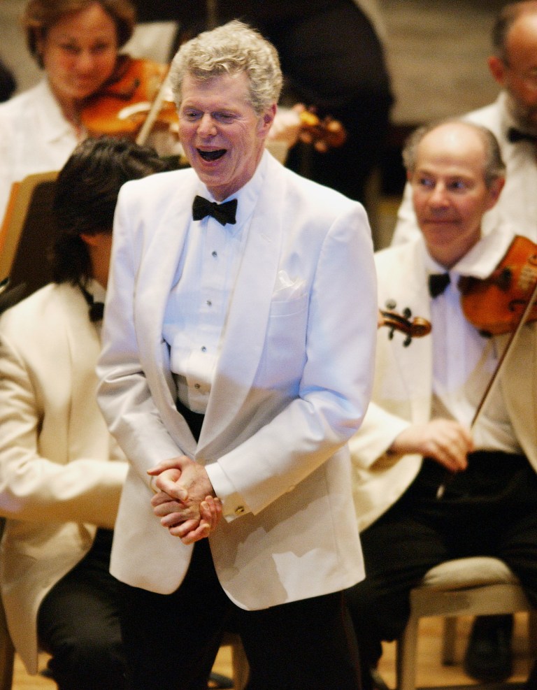 FILE - This July 12, 2003 file photo shows pianist Van Cliburn after performing with the Boston Symphony Orchestra as the Orchestra plays 