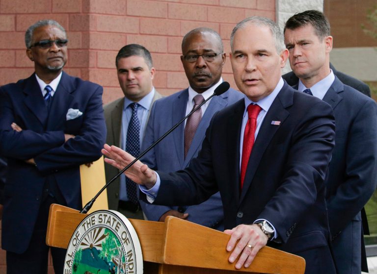 Environmental Protection Agency Administrator Scott Pruitt is targeting a rule that expanded the EPA's jurisdiction over waterways to include ditches and watering holes, making a wider range of stakeholders, from farmers to natural gas drillers, subject to the agency's authority. (AP Photo/Teresa Crawford)