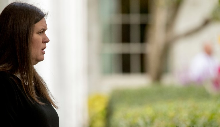 Sanders said there will be a place for nameless sources in the administration on stories related to 