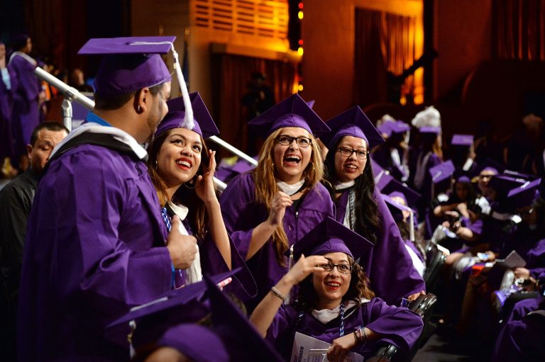 Interior overview of the Hunter College Spring 2014 Commencement at Radio City Music Hall on May 27, 2014 in New York City.Â Despite making up only 32 percent of the workforce, college-educated workers produce more than 50 percent of the nation's economic output, according to a new study by the Georgetown University Center on Education and the Workforce.