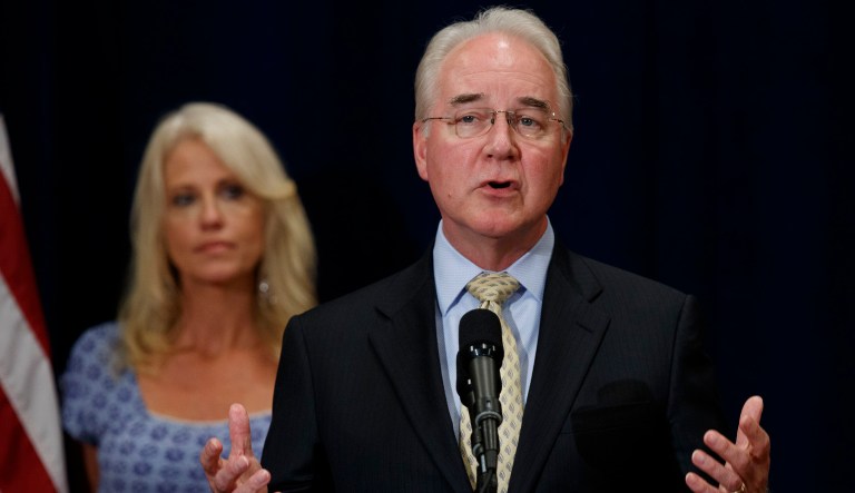 Health and Human Services Secretary Tom Price has taken dozens of private jet flights since May because a commercial flight once caused him to cancel an important meeting, according to a report Friday. (AP Photo/Evan Vucci)