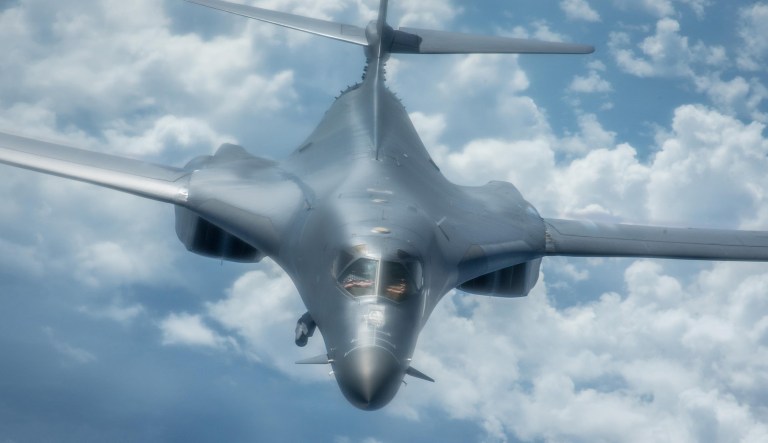 B-1 bombers flew from Andersen Air Force Base in Guam and flew with the Japanese and Korean jets over South Korea as part of the planned exercise Thursday. (U.S. Air Force photo/Staff Sgt. Joshua Smoot)
