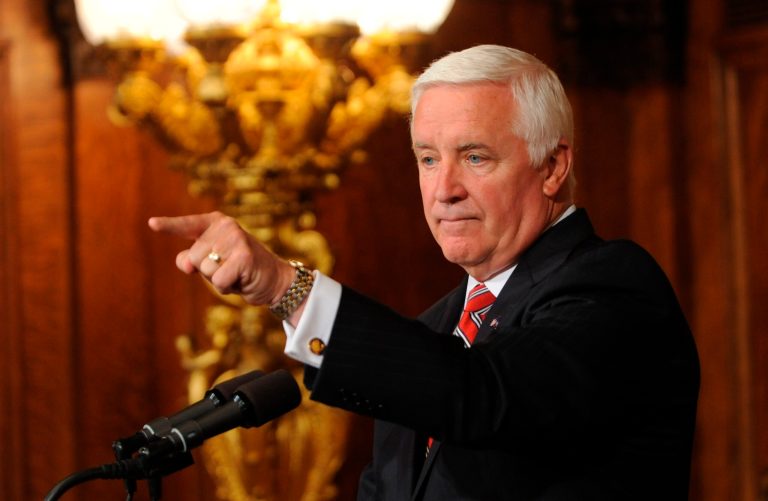 Pennsylvania Gov. Tom Corbett is nearly 17 points behind Democrat Tom Wolf in the RCP polling average. (AP Photo)