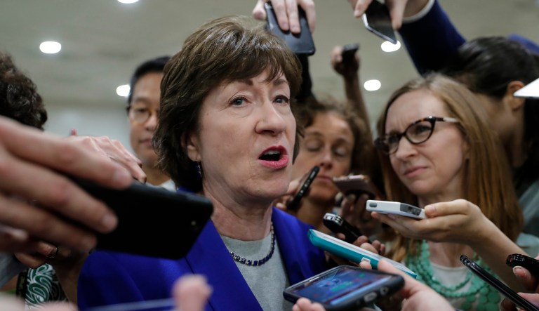 The centrist Republican from Maine raised the possibility that legislation she introduced with Sen. Bill Cassidy, R-La., might be considered. (AP Photo/J. Scott Applewhite)