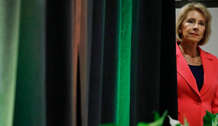 One week after Education Secretary Betsy DeVos announced her department is changing controversial Title IX guidelines implemented under the Obama administration, 28 Democratic senators sent her a letter criticizing that decision. (AP Photo/Jacquelyn Martin)